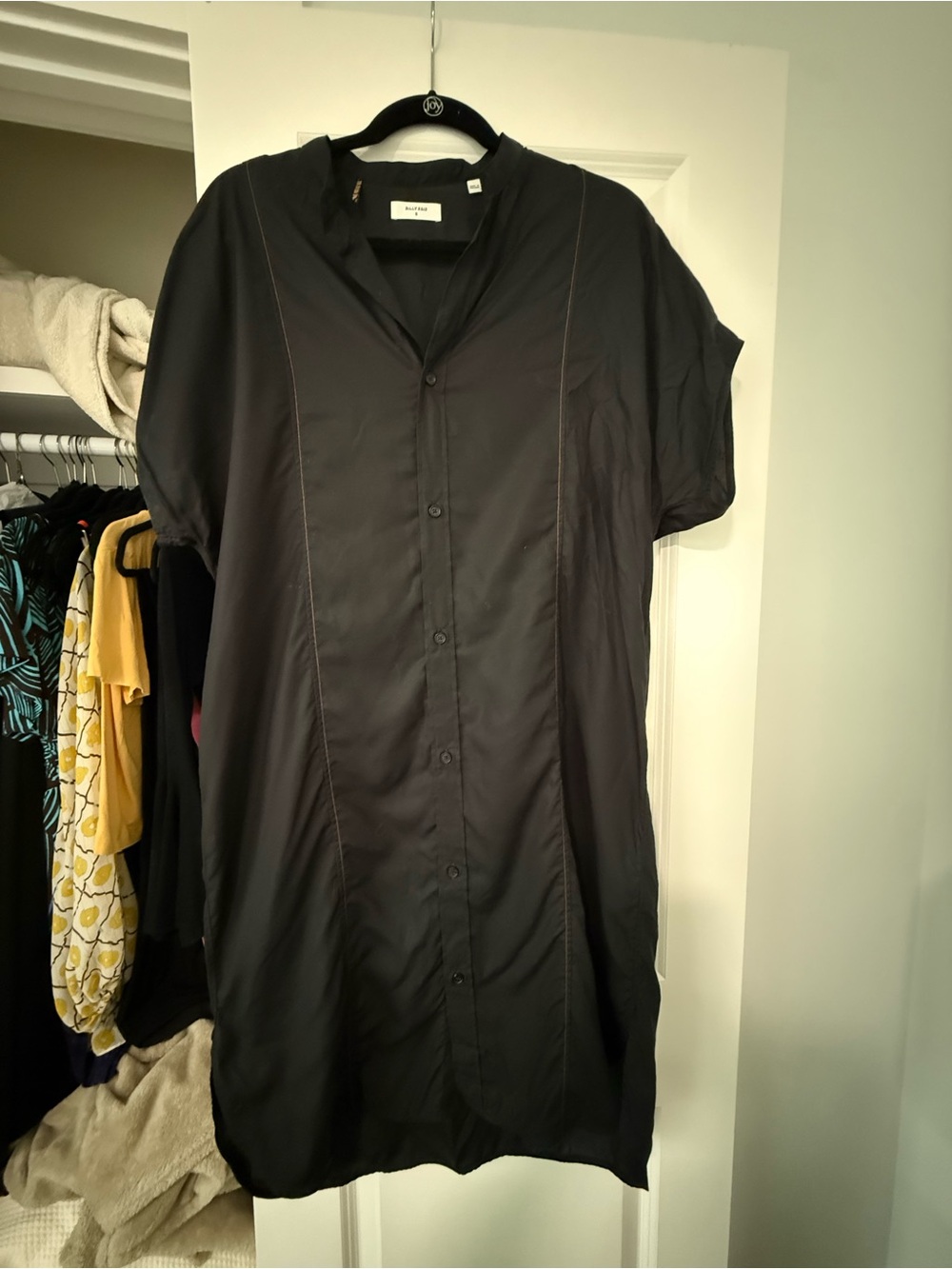 Billy Reid Black Button-Front Midi Shirt Dress